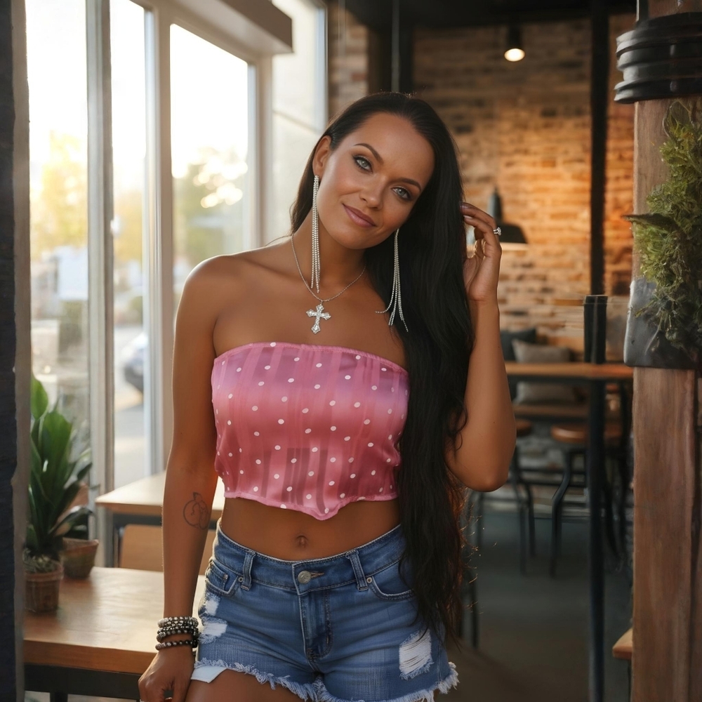 Blue Blush ✦ Berry Kiss Strapless Crop Top ✦ Pink Bandeau Summer Essential M NWT